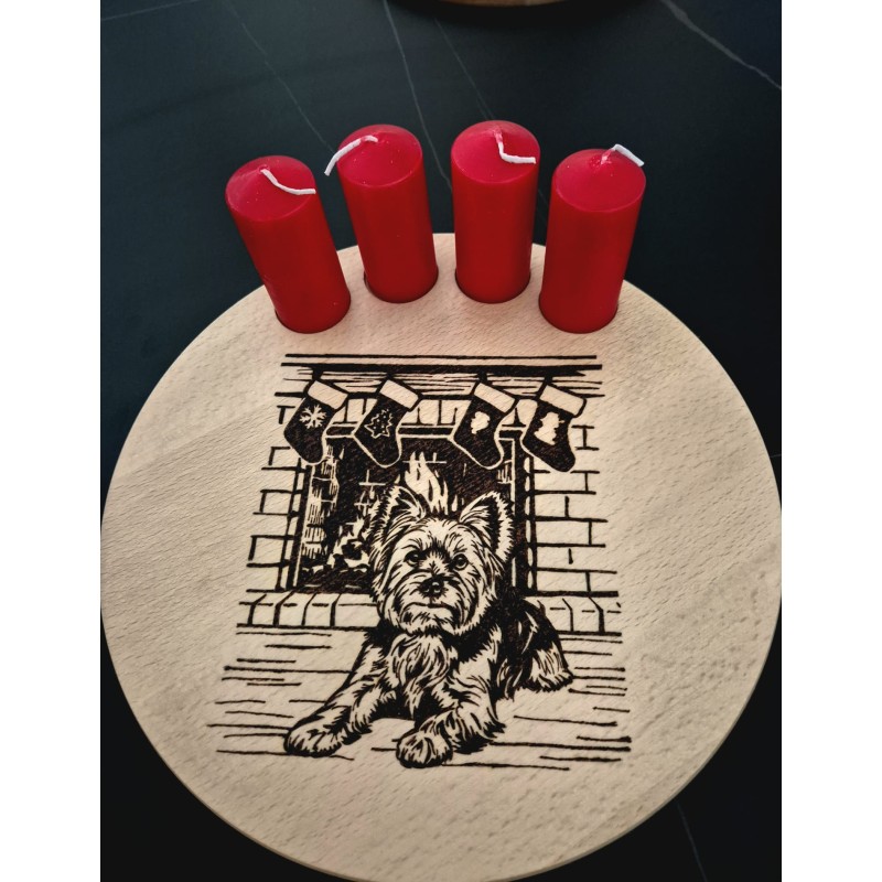 Yorkie wartet auf Weihnachten